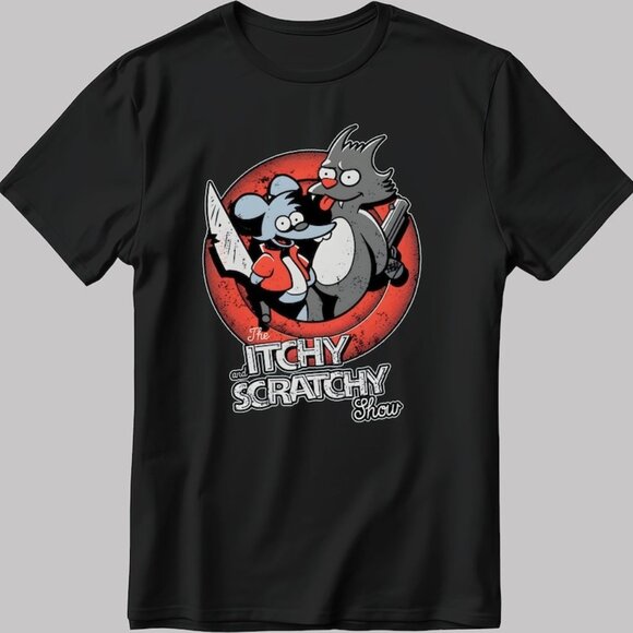 The Itchy And Scratchy Show Graphic Cartoon Humor TV Classic Fan T-Shirt 159 - Picture 1 of 5